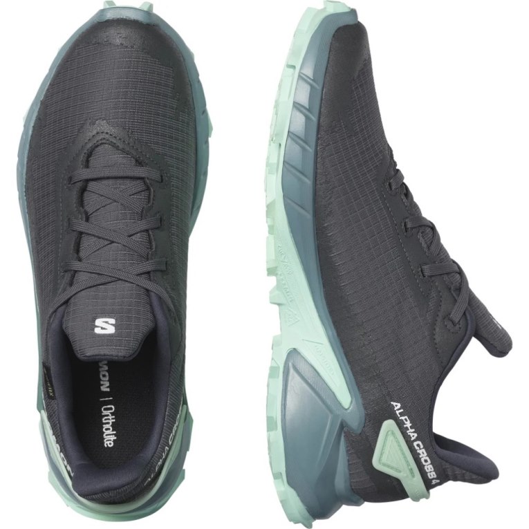 Sapatilhas de Corrida Salomon Alphacross 4 GTX Feminino Cinzentas Escuro Menta | PT G04581